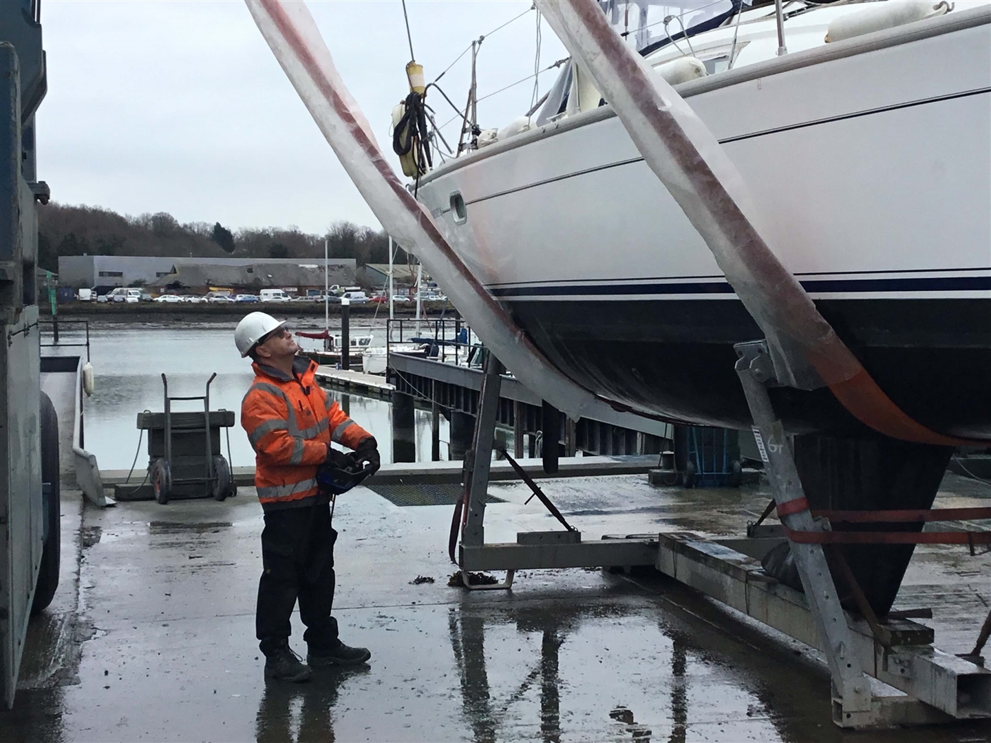 Andy Trim inspecting a yacht