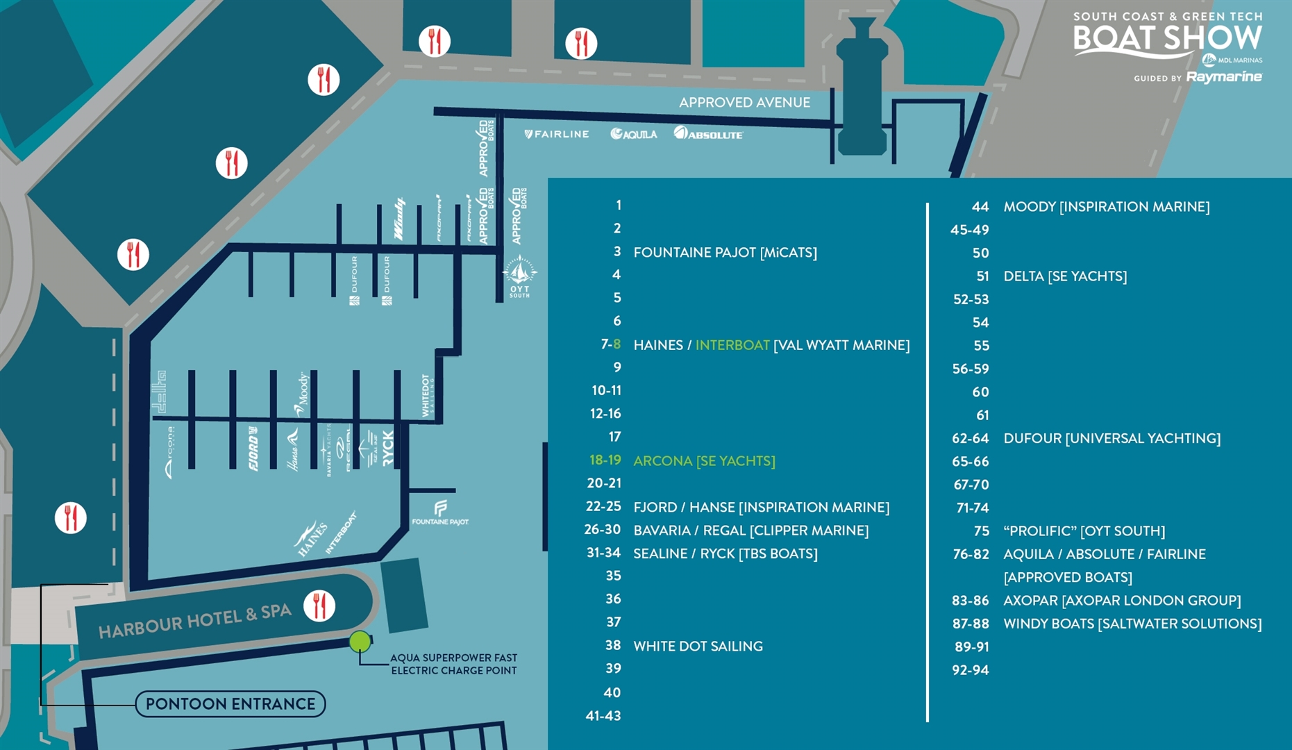 Please note that locations and layout are subject to change as exhibitors and boats are confirmed.