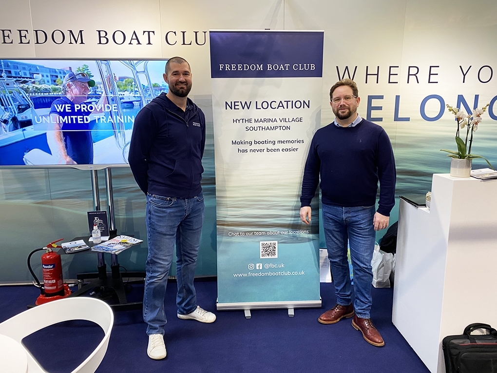 UK Freedom Boat Club Manager Anthony Plummer with Tim Mayer, MDL's Sales and Marketing Director.