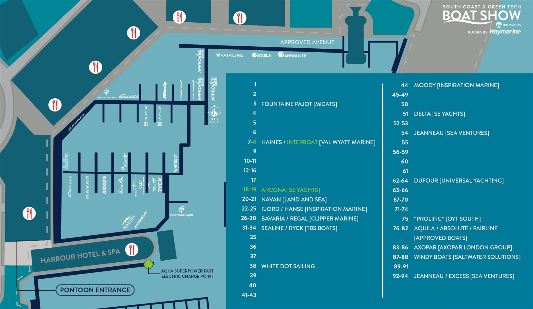 Please note that locations and layout are subject to change as exhibitors and boats are confirmed.